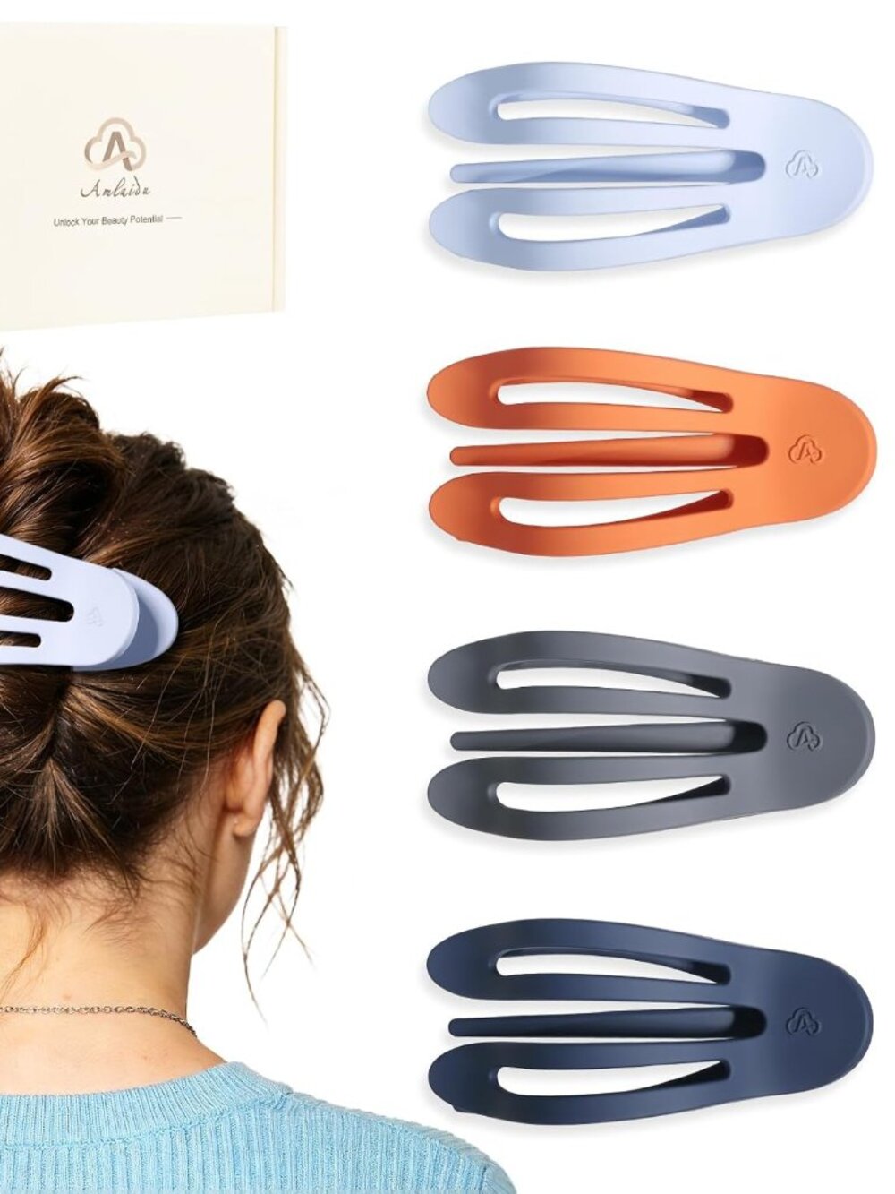 Amlaidu Large Flat Hair Clips for all hair types for Women,French Duckbill Hair